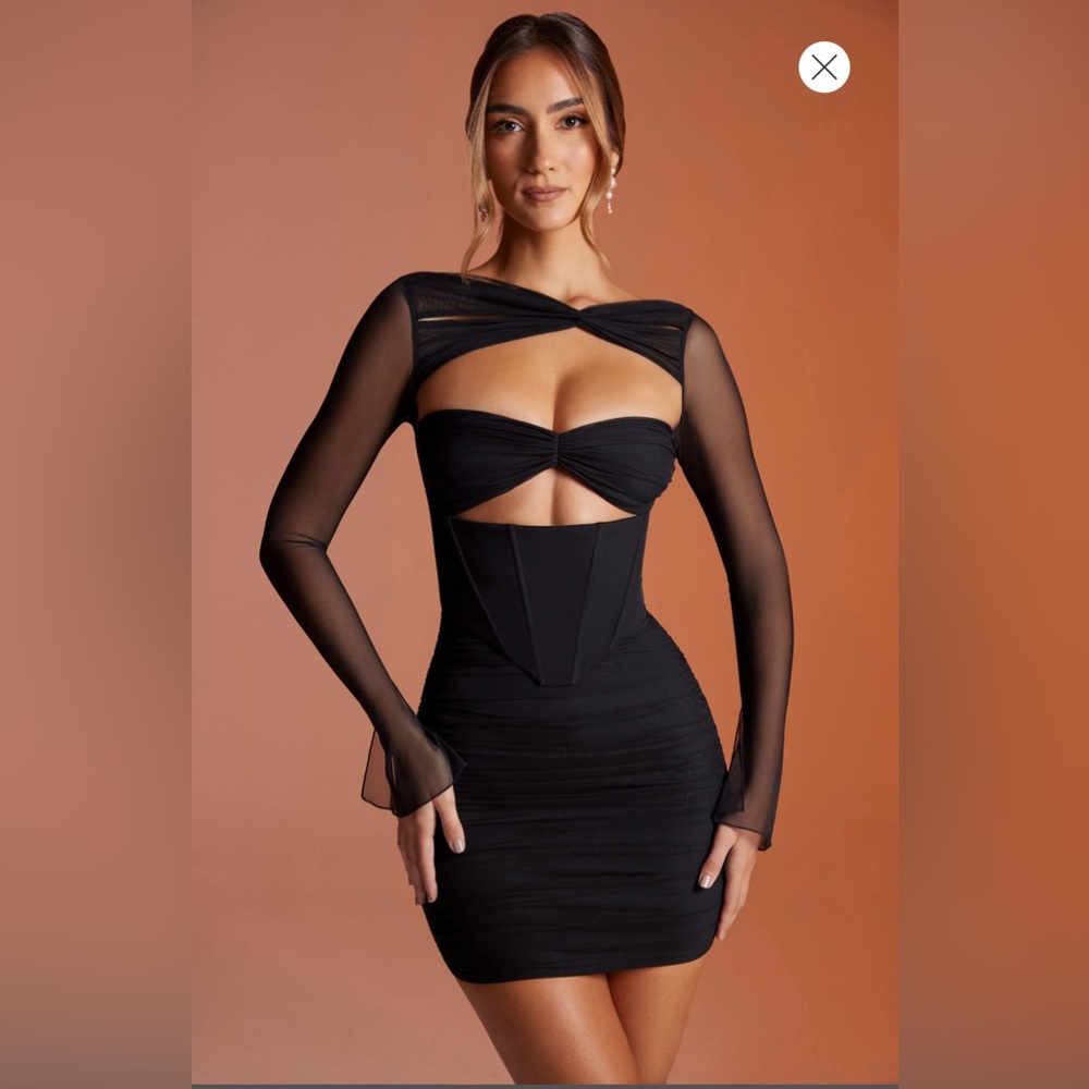Oh Polly Nirvana Long Sleeved Ruched Mini Dress